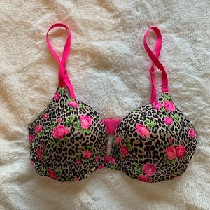 PINK Cheetah/Floral Push-up Bra